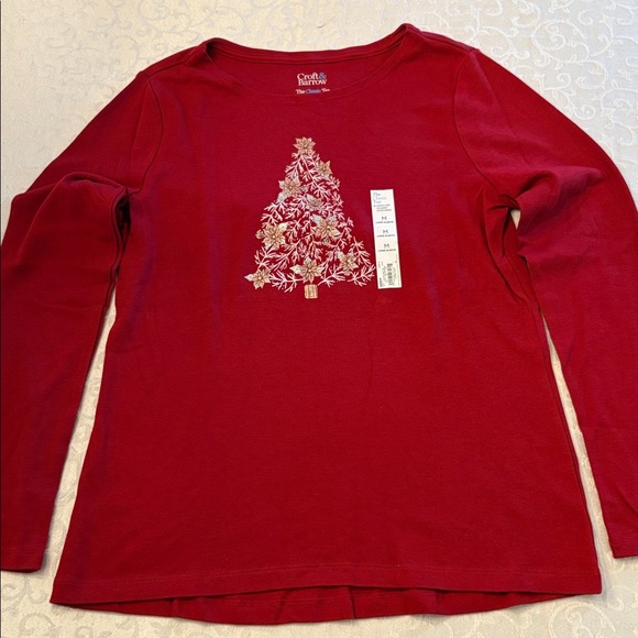 Croft & Barrow Christmas Tree Long sleeve Tee Shirt - Picture 4 of 7